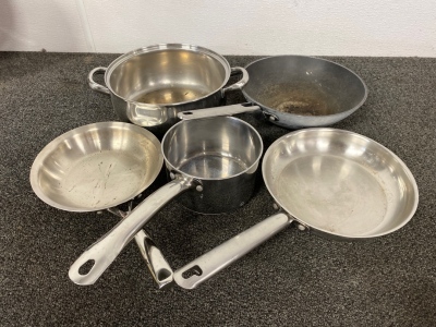 (4) Stainless Steel Pots/ Pans and Wok