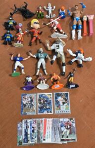 Assorted NFL Figures (Dan Marino & More!), NFL Cards: Deion Sanders, Jerry Rice & More! & Assorted Cartoon Figures