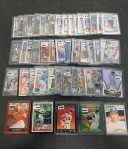 (50) Assorted Topps Chrome , Fleer And Bowman's Best Baseball Cards Including Reggie Sanders, Will Clark In Plastic Hard Cover