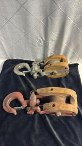 **Vintage Items ** (1) 12&rdquo; Crosby - Western 386 6 Block & Tackle (1) Slightly Bigger Western Block & Tackle