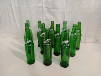 (12) Vintage Sprite Glass Bottles -10" Tall