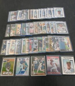 (50) Assorted Topps Chrome , Donruss And Mosaic Baseball Cards Including Dale Stevens,Trevor Bauer In Plastic Hard Cover