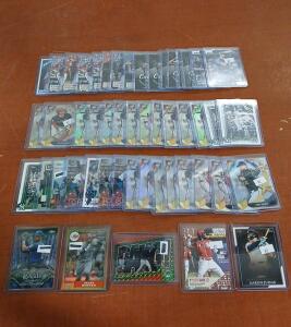(50) Assorted Topps Chrome, Topps Herritage And B Chrome Baseball Cards Including Javier Baez, Jasson Dominguez In Plastic Hard Cover