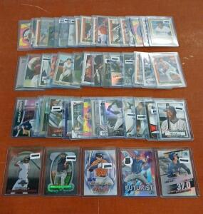 (50) Assorted Topps, Topps Chrome And B Chrome Baseball Cards Including David Justice, Sam Huff In Plastic Hard Cover