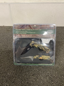New In Package a folding Knife and Fixed Blade Knife Set