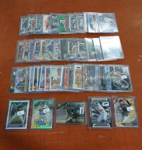 (50) Assorted Topps Chrome, Topps Herritage And B Chrome Baseball Cards Including Javier Baez, Jasson Dominguez In Plastic Hard Cover