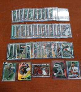 (50) Assorted Topps, B Chrome And Optic Donruss Baseball Cars Including James Wood In Plastic Hard Cover