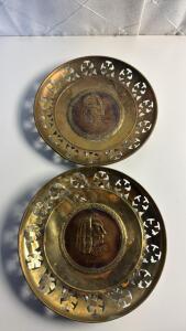 (2) Brass Plates. The top plate depicts Joseph Haydn.<br/>The bottom plate depicts George Frideric Handel.
