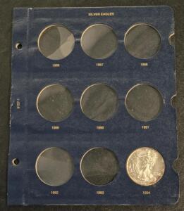 (1) 1994 - 1 oz American Silver Eagle .999 Fine Silver Dollar Uncirculated US Mint / +$80 Value!
