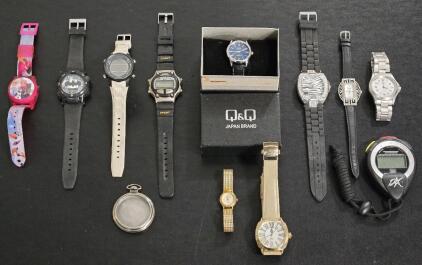 Huge Lot of (11) Designer & Kids Watches: Geneva, Q&Q Japan & More!