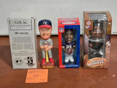 S.A.M. Limited Edition 1999 Mark McGwire , Genuine Hand Painted Randy Moss & Oregon Ducks Retro Bobbleheads