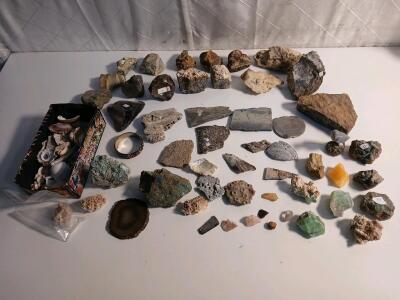 Approx.(25+) Natural Gems, Sea Shells And Rocks