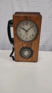 International Time Recording Co Quartz Clock Built In T.D.Y. Telephone Company Inc Wall Set Phone