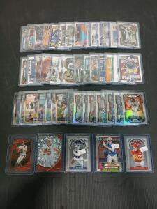 (50) Assorted Football Cards Including Topps Chrome, Bowman Chrome And Zennith Christian McCaffrey, Eli Manning In Plastic Hard Cover