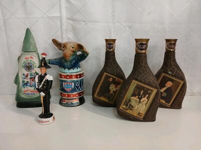 (2) Vintage Jim Beam Collectable Decanter (1) Vintage Beam's Choice Decor Glass Bottles
