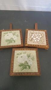 (3) Vintage Hand Carved Tiles