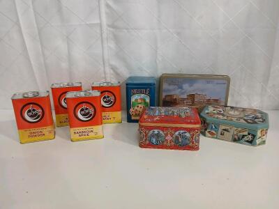 (4) Vintage Boyd's Spice Tins (1) Vintage Nestl&eacute; Cookie Tin (3) Assorted Tins