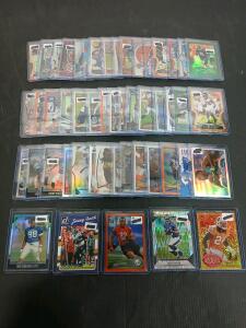 (50) Assorted Football Cards Including Topp Chrome, Bowman Chrome And Donruss Ron Edward's, Buck Allen In Plastic Hard Cover