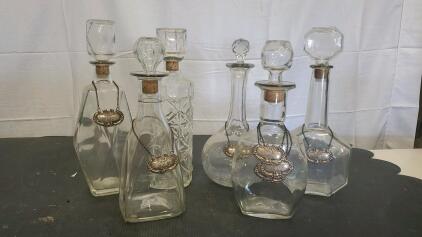 (6) Vintage Glass Liquor Decanters