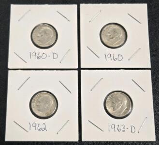 (4) Silver Dimes / 1960-1963 (90% Silver Content)