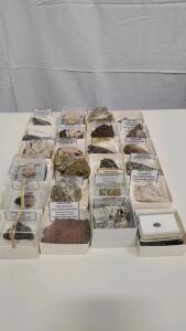 24 Piece Rock,Mineral And Fossil Collection
