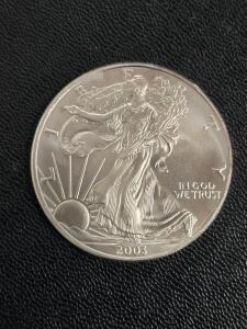 (1) 2003 - 1 oz American Silver Eagle .999 Fine Silver Dollar Uncirculated US Mint / +$70 Value!