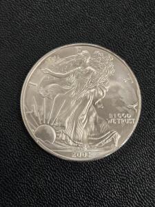 (1) 2003 - 1 oz American Silver Eagle .999 Fine Silver Dollar Uncirculated US Mint / +$70 Value!