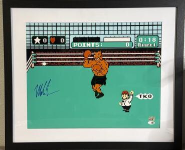 Mike Tyson Signed 16" x 20" " PUNCH-OUT" Framed Print JSA & Tyson Authenticated