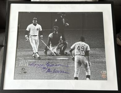 Reggie Jackson, Mr. October Autographed 1977 World Series Framed 16" x 20" Photo, Beckett Auth