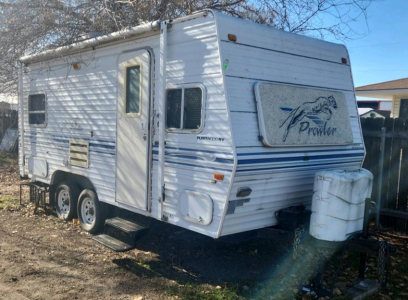 ( OFFSITE! MT.HOME ) 2000 17' FLEETWOOD PROWLER CAMPER DUAL AXEL TRAILER