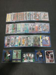(50) Assorted Basketball Cards Including Prizm, Select And NBA Hoops Cam Reddish, Play Thompson In Plastic Hard Cover