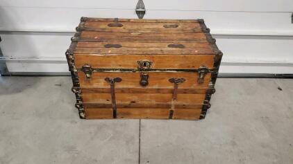 Vintage Wooden Trunk 36"x20"x23"
