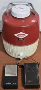 Vintage Coleman Water Jug - 12"H & Vintage Lafayette Radifon HE-29 Two-Way Radio w/ Original Leather Case