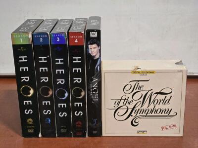 Heroes Season 1-4 DVD Set, Angel Season 2 DVD Set & The World of the Symphony Laserlight Digital CD Vol. 6-10 Set