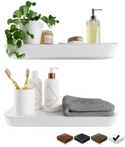 (2) Sets Of 2 16&rdquo; Wooden Floating Shelves (White) (4 Shelves Total)