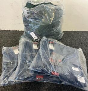 Reebok Men&rsquo;s Heavyweight Quilted Puffer Parka Coat (XL) & (3) Pairs Of Five Brother Denim Bib Overalls (38Wx30L)
