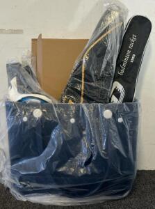 Rubber Beach Tote W/ (2) Felt Inserts, Badminton Rackets & Accessories & Golf Club Cover