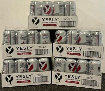 (5) 12 Pack Cases Of Yesly Functional Water Beverage Black Cherry Flavored, Best By 04/27/25