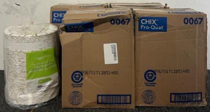 (4) 150 Count Boxes Of Chix Pro-Quat Food Service Towels & 300 Pcs Paper Plates