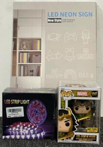 Funko Pop Marvel Loki: Agent Of Asgard Hot Topic Exclusive Figure, LED Strip Lights (32.8Ftx2) & LED Neon Sign