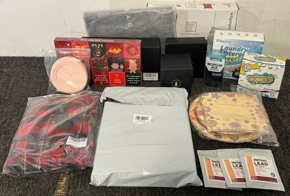 12 Pcs Teacups & Saucers Set, Tote Bag, Women&rsquo;s Oversized Flannel Shirt (S), Mens Leather Ratchet Belt (52&rdquo;), Shower Steamers & More