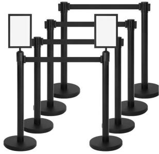 8 Pcs Crowd Control Stanchions Set and Stanchion Post Sign Holders