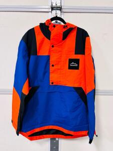 Blue and Orange M-ADDERPENG Half-Zip Hooded Windbreaker Jacket (2XL)