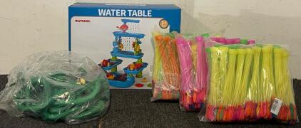 Toddlers Water Table Toy, Garden Hose W/ Hose Attachment & Water Magic Balloons