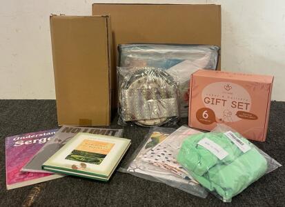Home Goods Including Stone Dish Drying Mat, (5) Pcs Gold Door Handles, Cute Cow Queen Comforter Set, Women&rsquo;s Skirt (2XL-3XL) & More