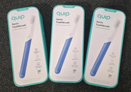 (3) Quip Sonic Toothbrushes W/ Replacement Brush Head