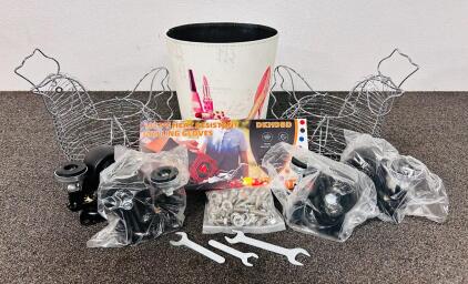 Decorative Wastebasket, Set Of (4) Casters, Wired Egg Baskets and Heat Resistant Grilling Gloves