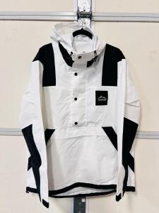 Black and White M-ADDERPENG Half-Zip Hooded Windbreaker Jacket (2XL)