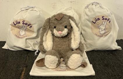 Childrens Stocking Stuffers! (4) Cute Bunny Plushie Backpack Bags