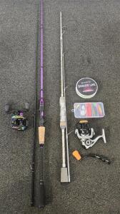 (1) 7' and (1) 6' Sougayilang Fishing Pole Rod And Reel Combos, One Pole Comes With Accessories